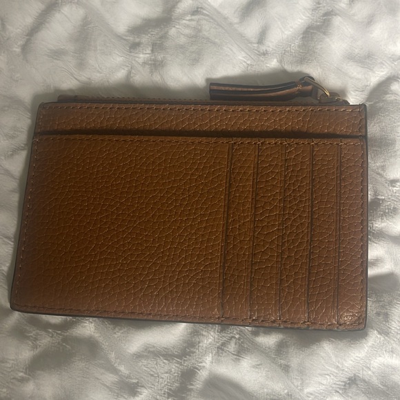 Tory Burch Brown Leather Zip Card Holder - Picture 2 of 3